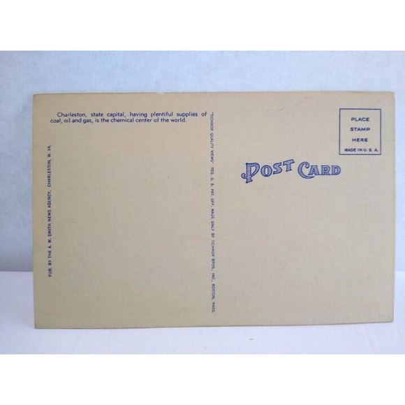 Greetings From Charleston West Virginia Large Big Letter Postcard Linen WV - Picture 3 of 3